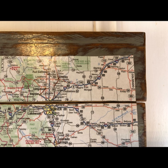 CLEARANCE Colorado Map Decoupage Eco Recycled Wall Travel Art - Picture 6 of 6